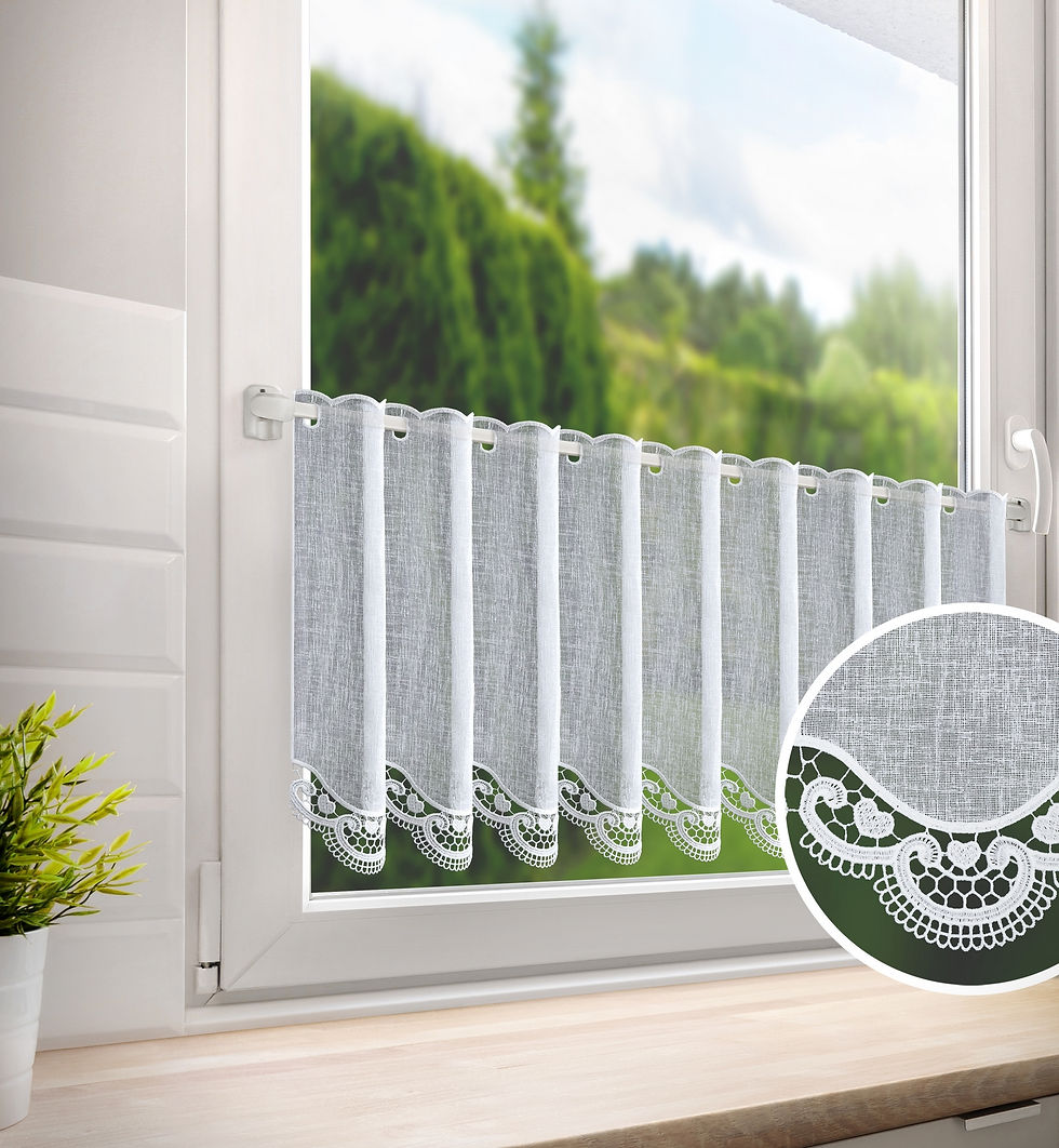 Thumbnail: Home/H226.2/45cm/Gauze curtain fabric decorated with geometric embroidery.