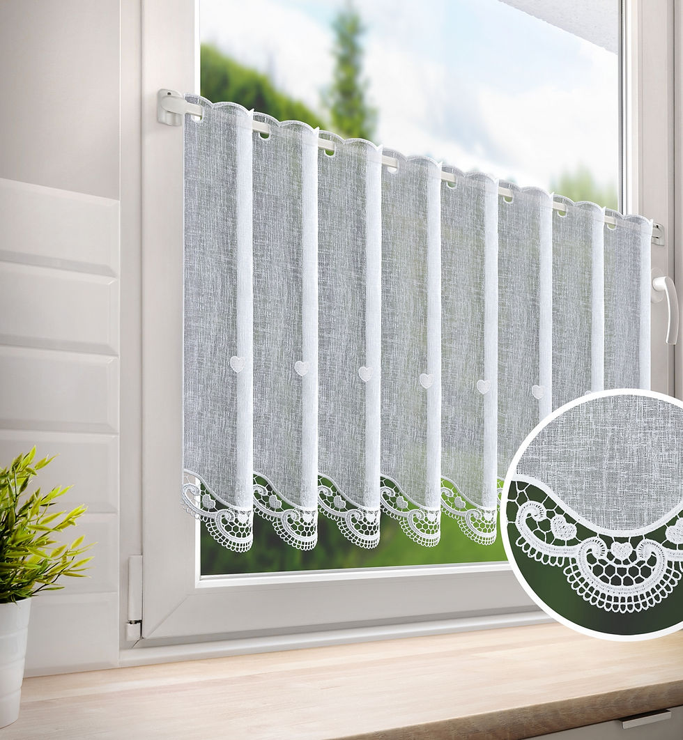 Thumbnail: Home/H226.3/60cm/Gauze curtain fabric decorated with geometric embroidery.