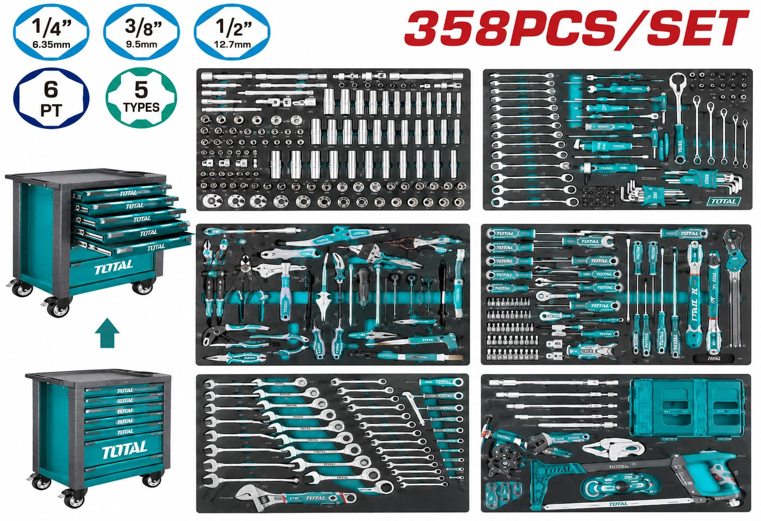 CAJA DE HERRAMIENTAS POR 356 PCS TOTAL