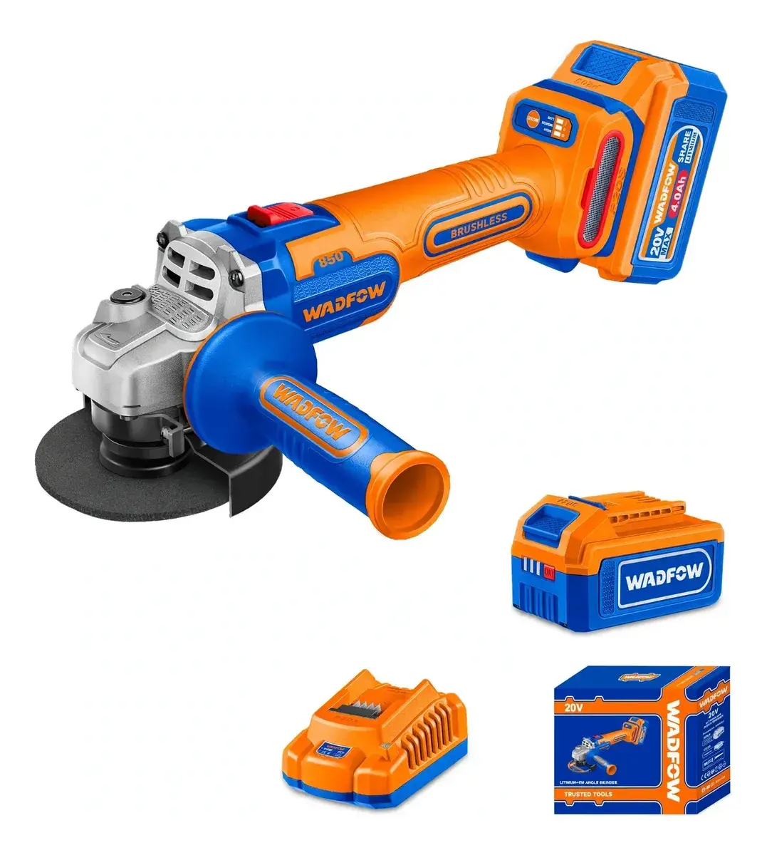 ESMERIL ANGULAR 4-1/2 (115MM) 20V +1BAT+1CARG WADFOW