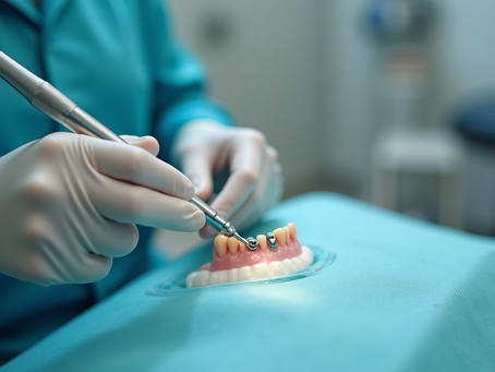 Close-up view of a dental clinic setup with root canal instruments