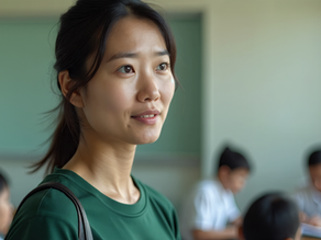 Singaporean parent in a classroom setting, looking thoughtful as students study in the background—capturing Stamford Classroom’s focus on parental involvement in education.