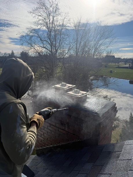 Chimney Power Wash and moss removal