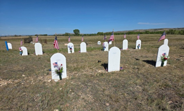 Grave decorations were made by Simms High School students.