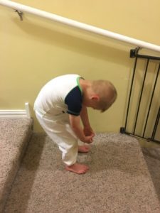 Exhale and lower down for elephant breath.