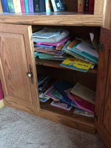 Kids section of bookshelf