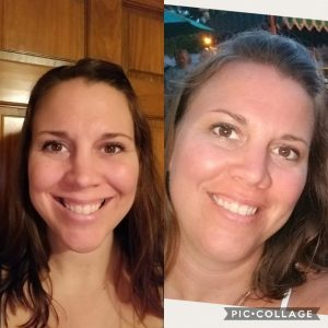 A crazy, unflattering comparison of me from July (right side) to now!