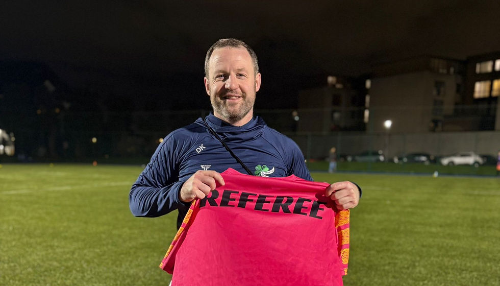 Elite ref Darragh (DK) Kennedy, who is also taking part in ITRA's World Cup Costs initiative.