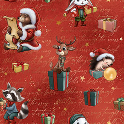 Christmas animals on red