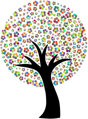 Floral Tree Silhouette Prismatic 2