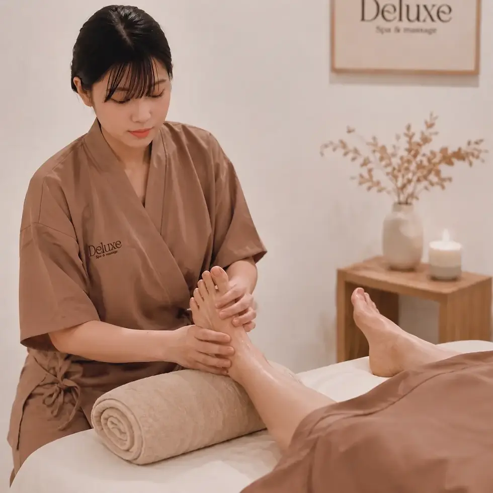 Deluxe Spa & Massage Thai Massage Kinshicho, Sumida, Tokyo. Offering oil massage, aromatherapy oils, lymphatic drainage, Thai massage, foot reflexology, and hot aromatherapy oils.