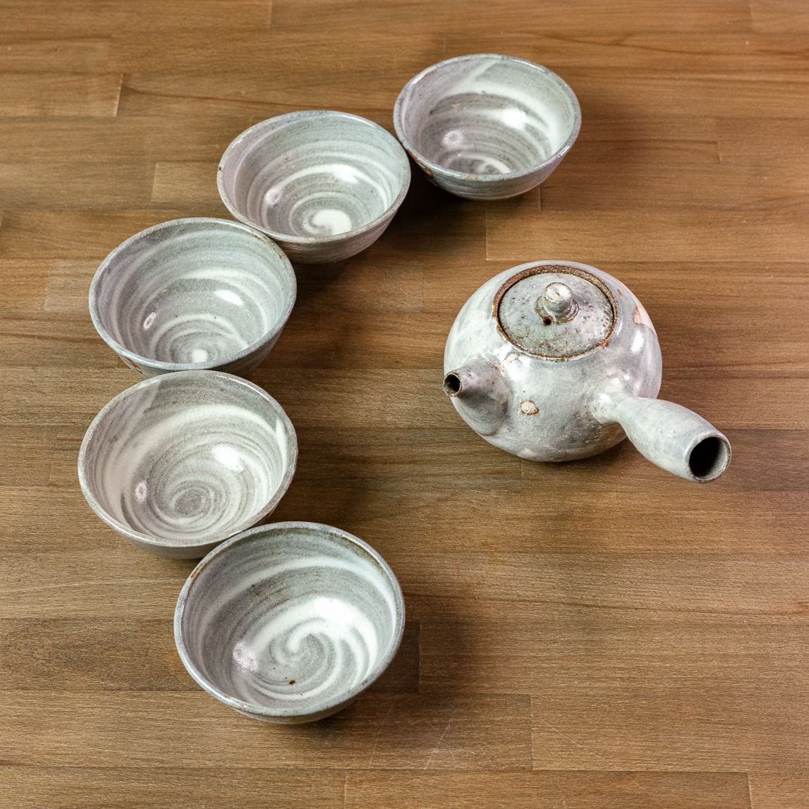 Sidehandle set grey monk with five bowls
