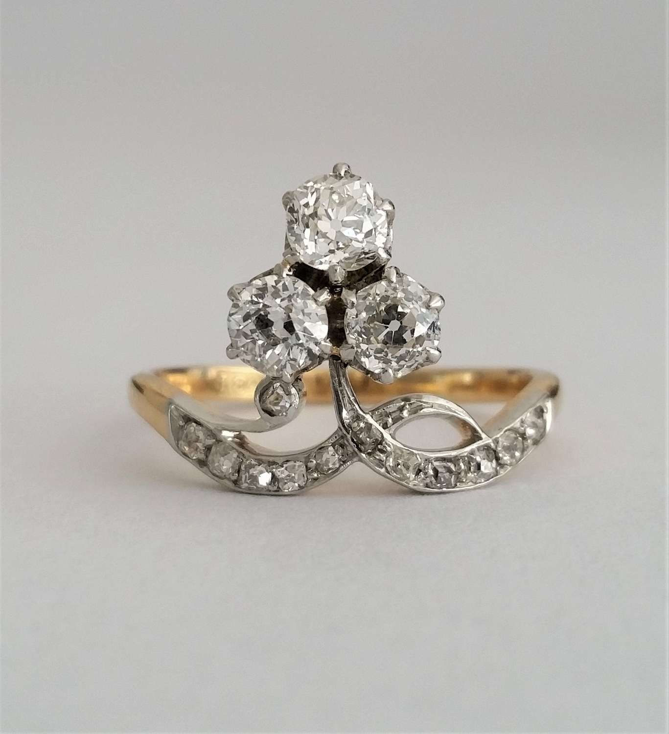 Antique trefoil cluster ring c1910