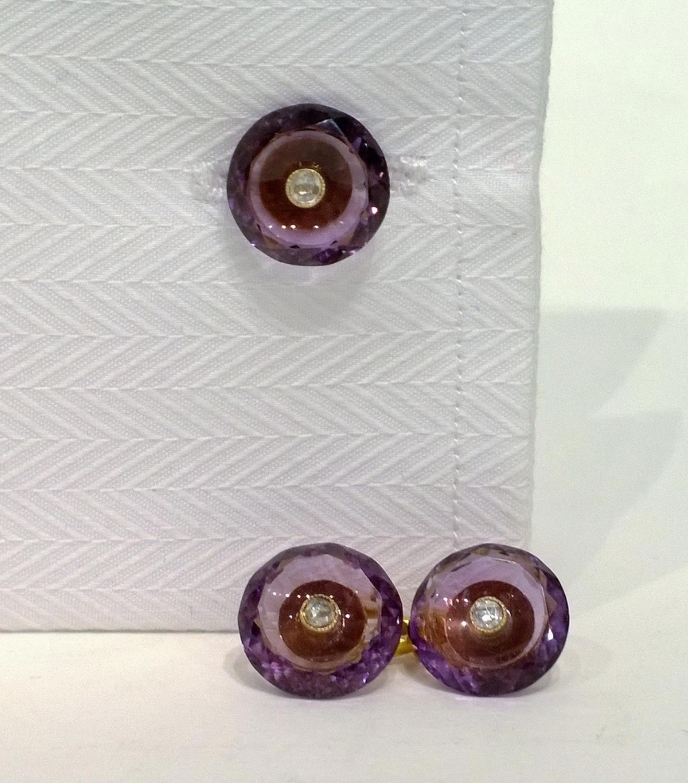 Amethyst and diamond cufflinks