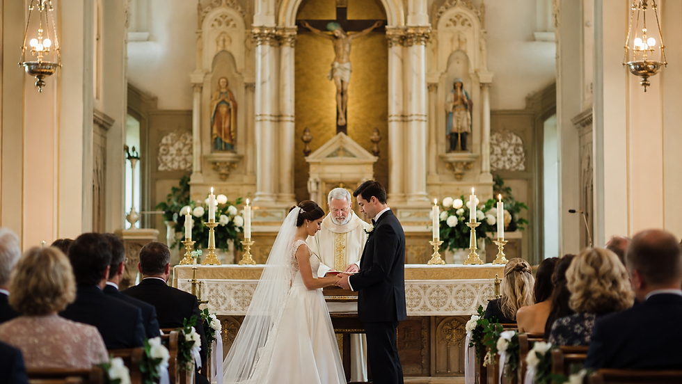 A couple getting married in the Catholic Church at their nuptial mass