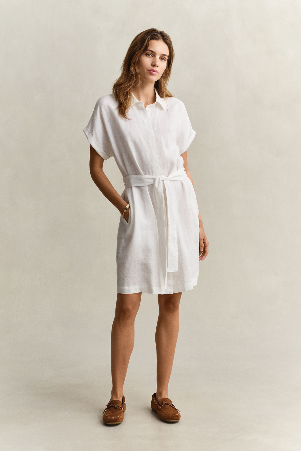 Miniaturbild: Hemdblusenkleid aus Leinen mit Flügelärmeln von Gant