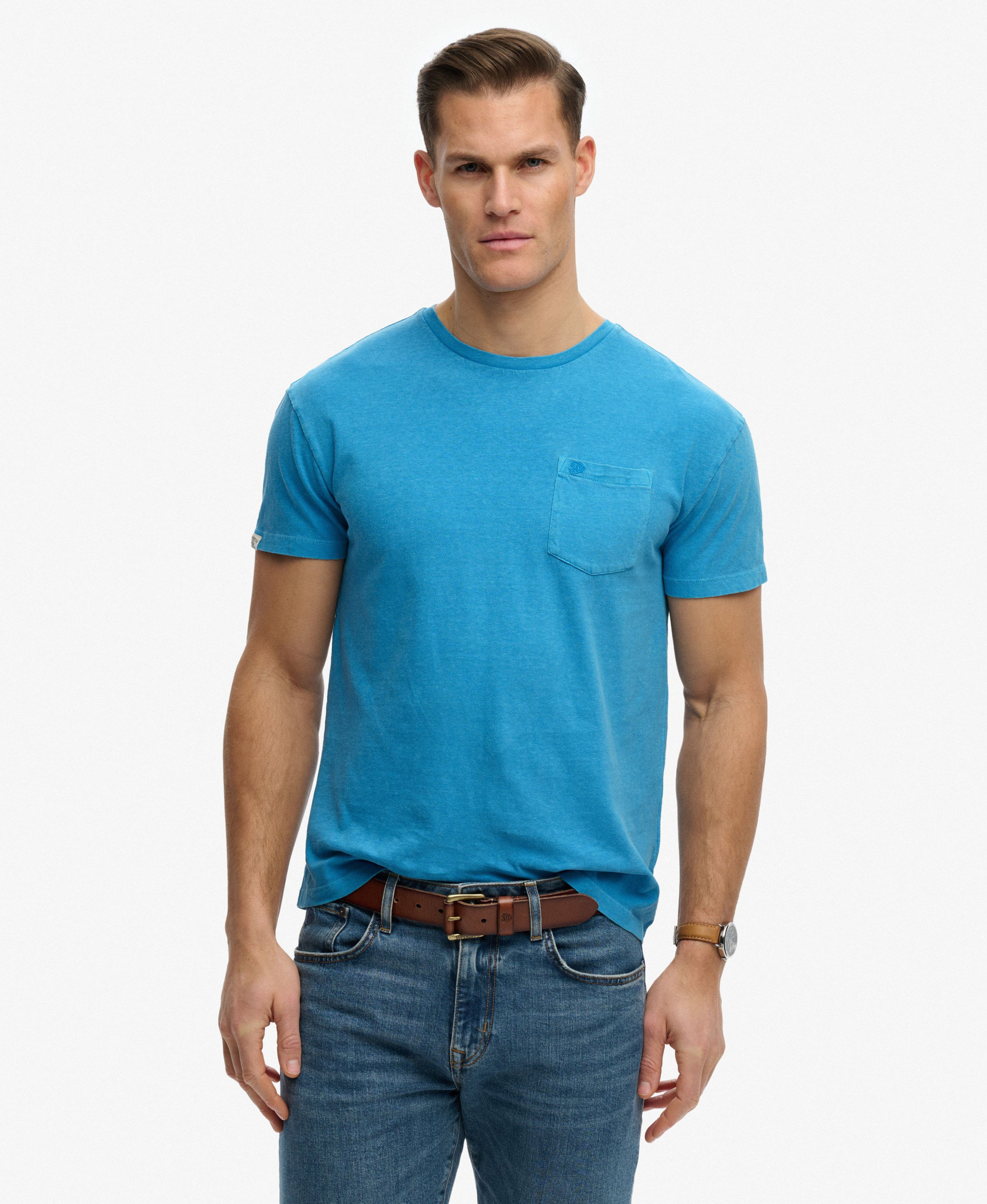 Klassisches Baumwoll-Leinen T-Shirt mit Tasche von Superdry