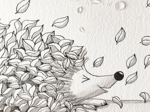 Fast watercolour process of a little hedgehog