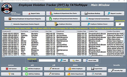Employee Management Software Main Window