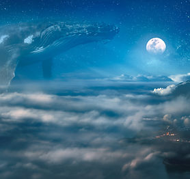 Nocturne surreal dream with clouds, big