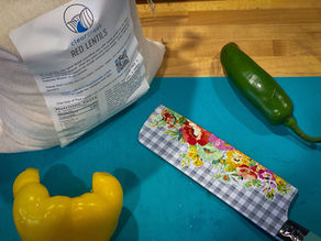 Vegetarian 3 Bean, Red Lentil Chili w/ Roasted Eggplant