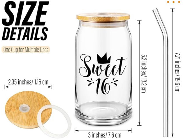 Thumbnail: Customized Clear Glass Tumblers Bamboo Lid Straw16oz