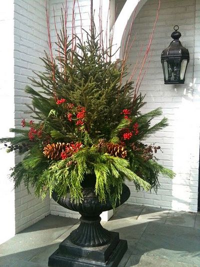 Lavish Holiday Porch Urn
