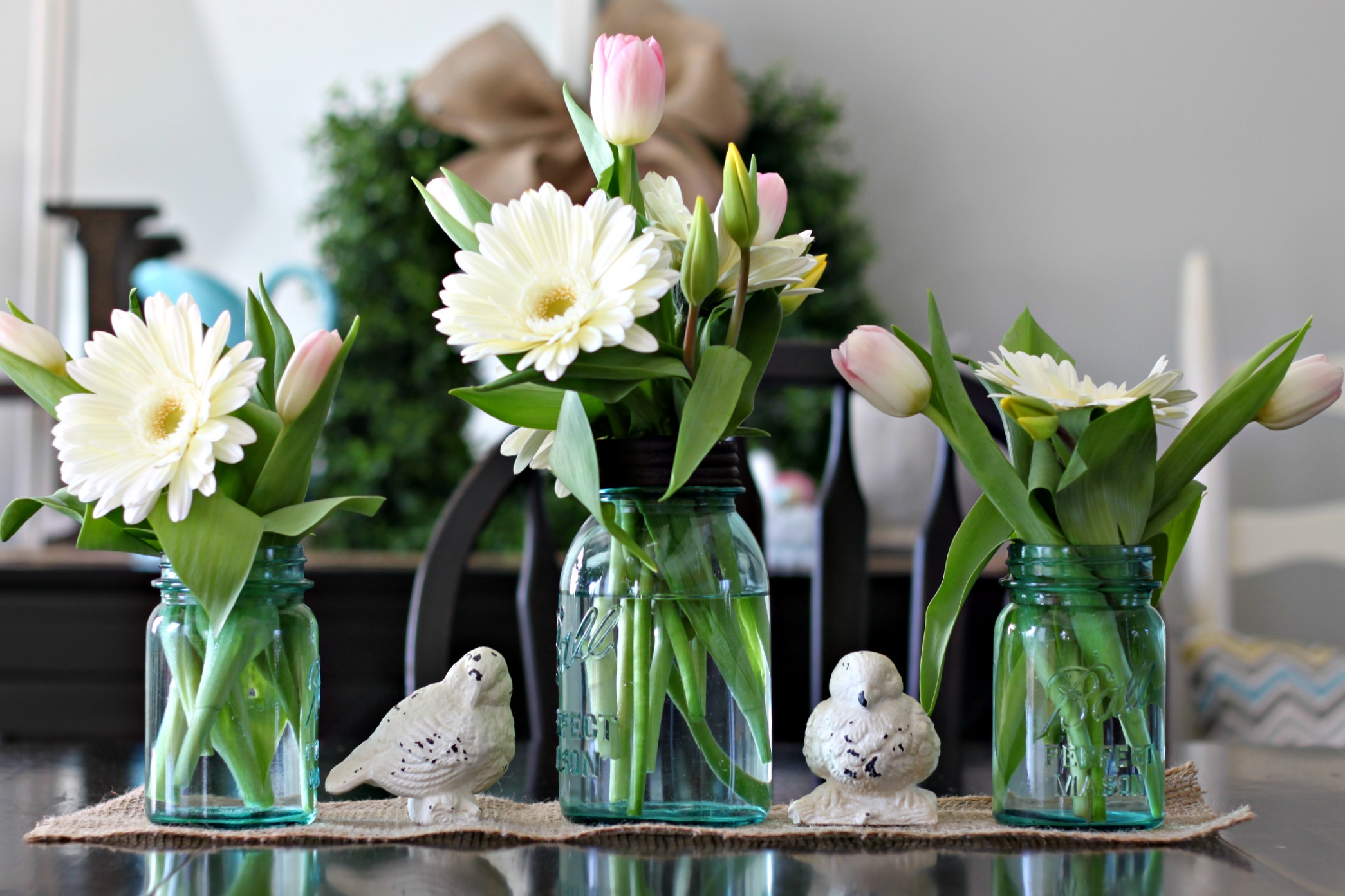 Fresh Florals w/Stone Birds