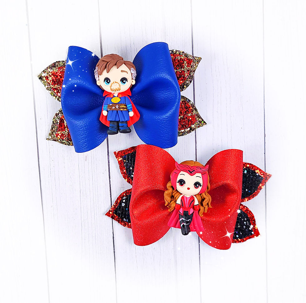 'Dr. Strange & Scarlet Witch' small glitter bow set