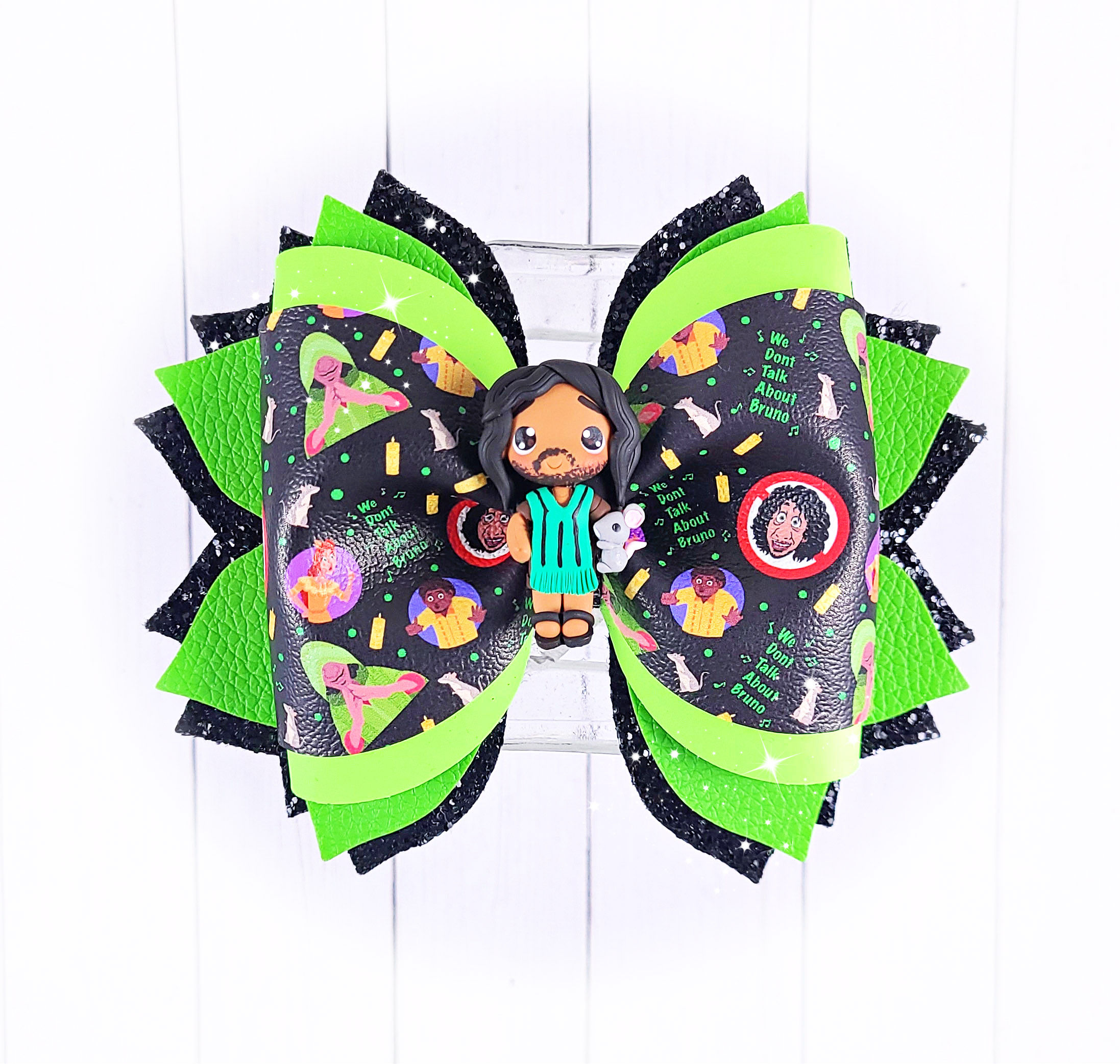 'Bruno' faux leather/glitter bow