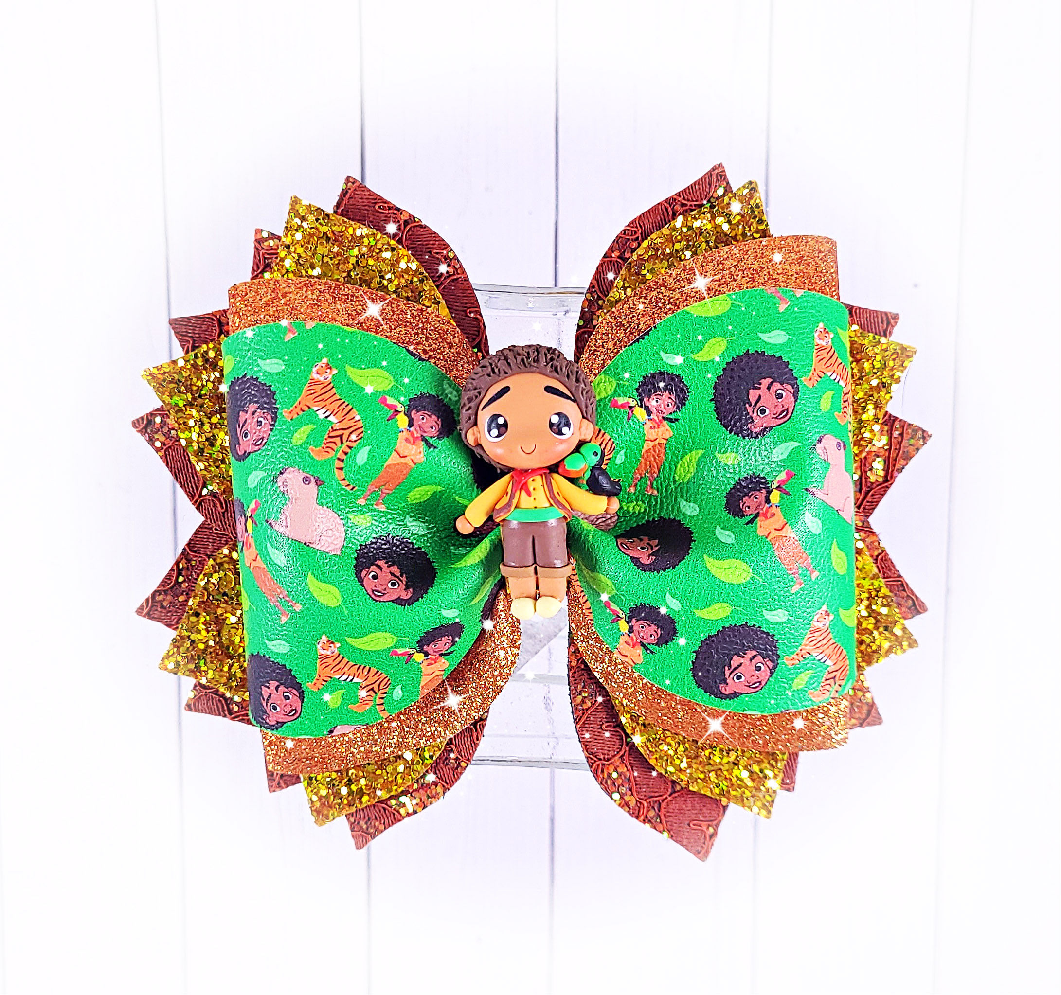 'Antonio' faux leather/glitter bow