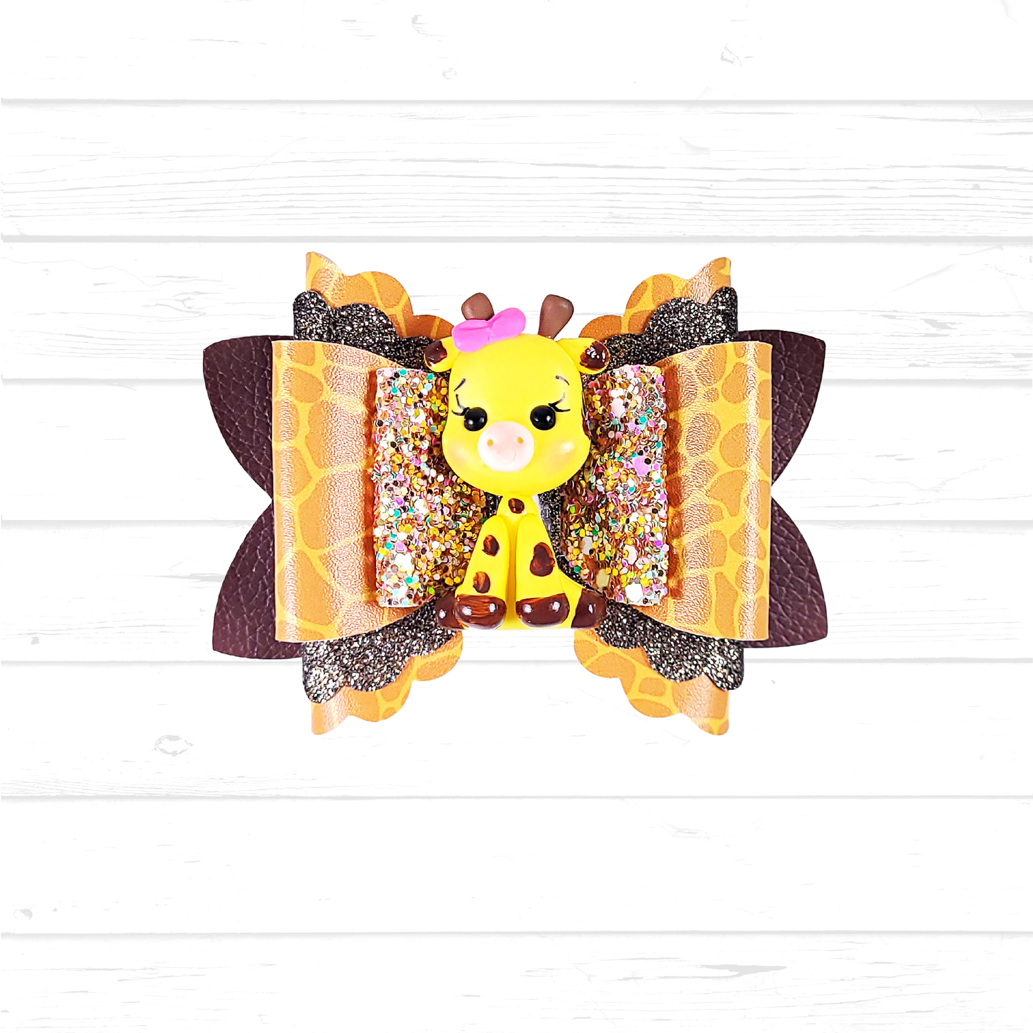 'Giraffe' small glitter bow