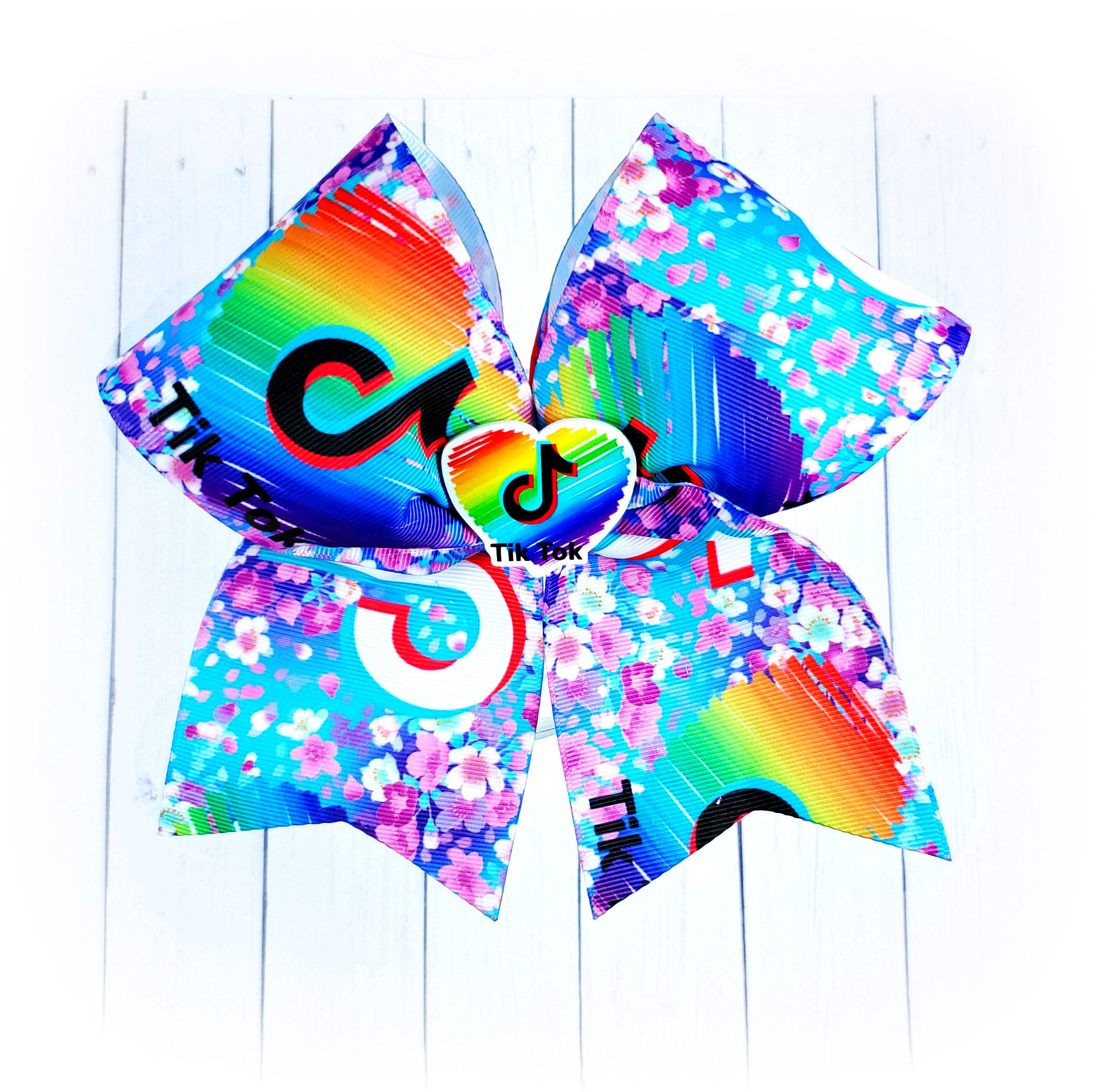 'Colorful Tik Tok' cheer bow