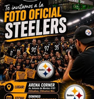 SE PREPARAN LOS FANS DE LOS STEELERS PARA LA FOTO OFICIAL EN CHIHUAHUA.