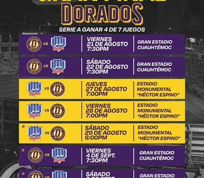 DEFINEN CALENDARIO DE LA GRAN FINAL ENTRE DORADOS VS MANZANEROS.