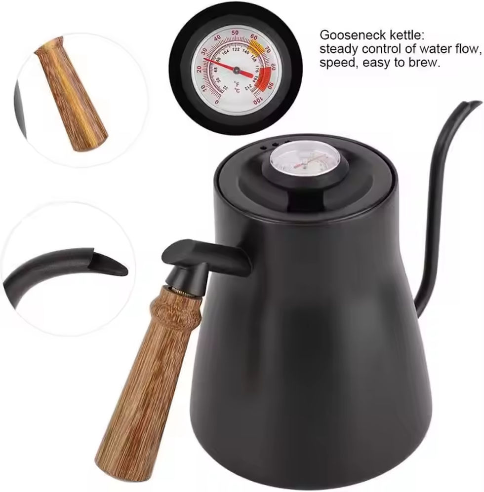 Miniatura: Cafetera Barista Personalizada Tetera Negra - Cuello de Cisne de Acero Inoxidable