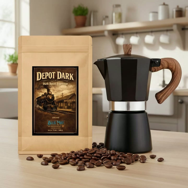 Dark Roast Coffee + Single‑Cup Moka Pot • 12oz Fresh Roast • Stovetop Espresso G