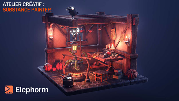 Scène cartoon sur substance painter Formation