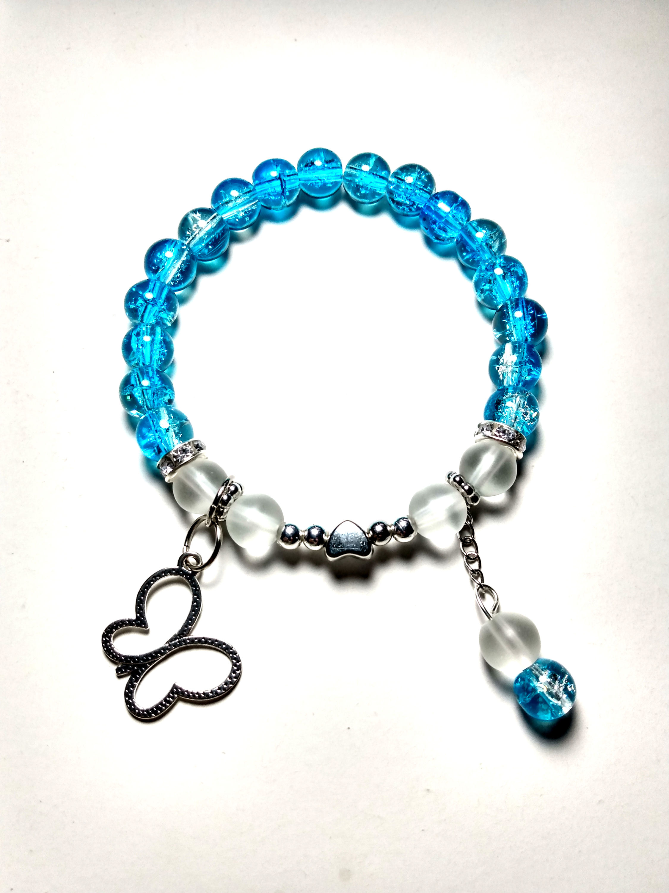 Crackle turquois and white frost beads