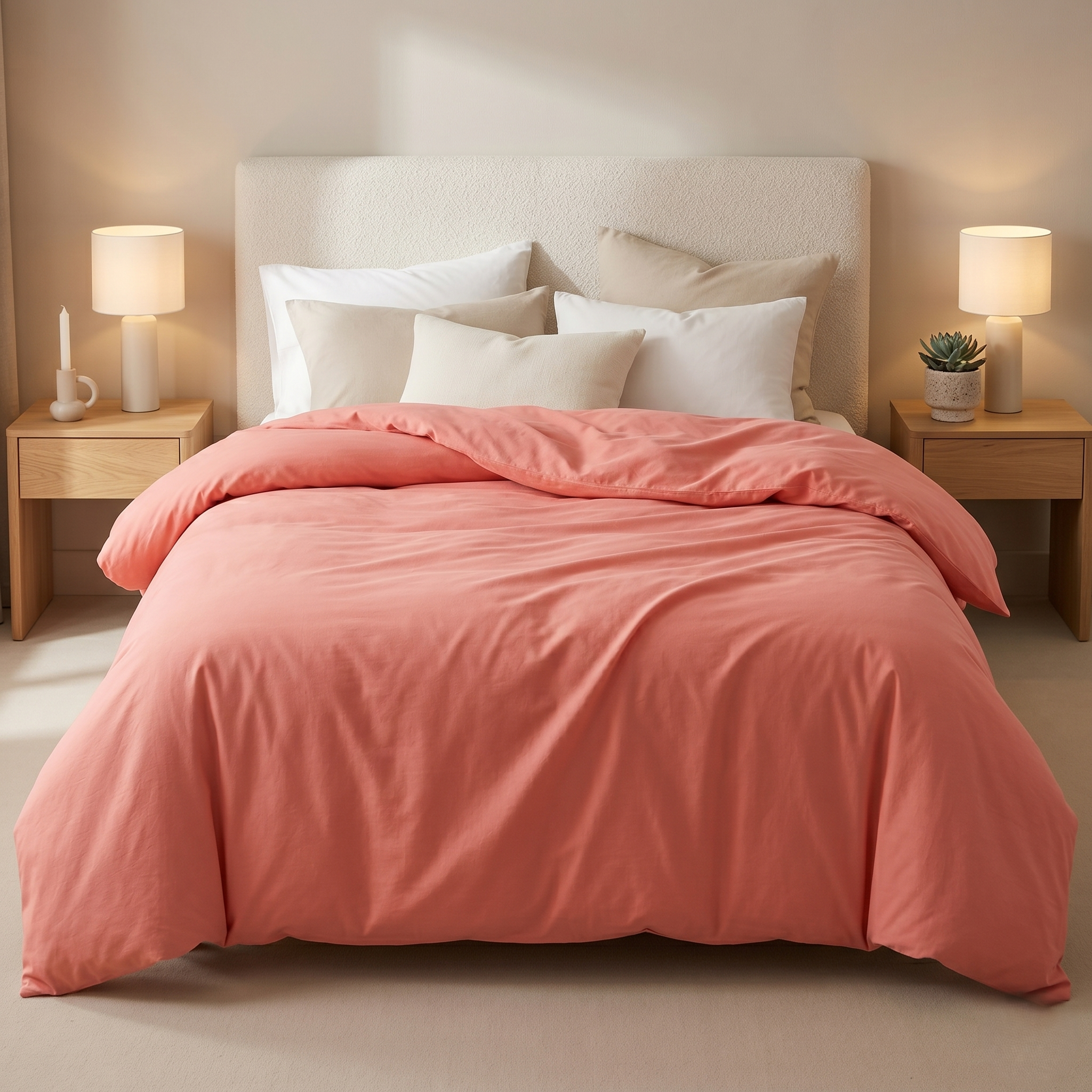 Daily 100% Cotton Queen Duvet Cover Salmon