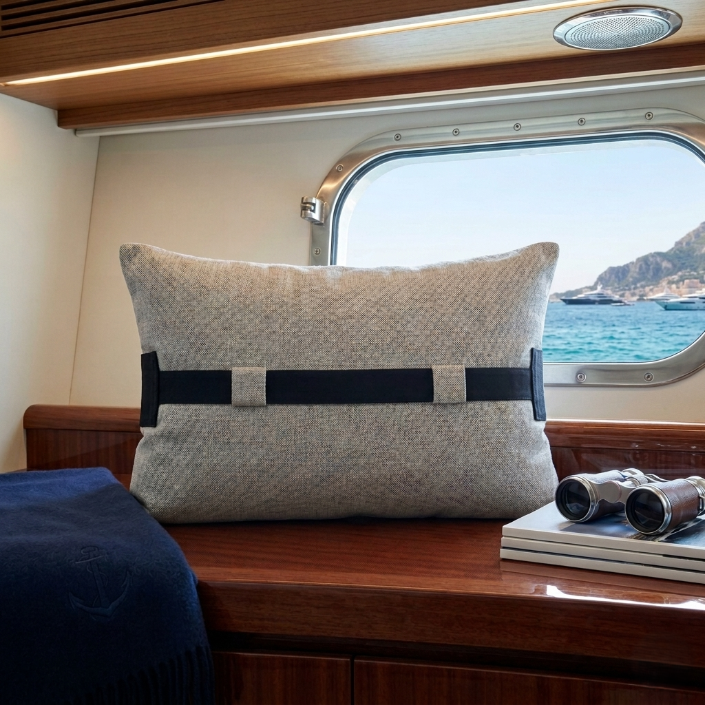 Sunbrella Rectangular Pillow - Navy Belted Grey Color