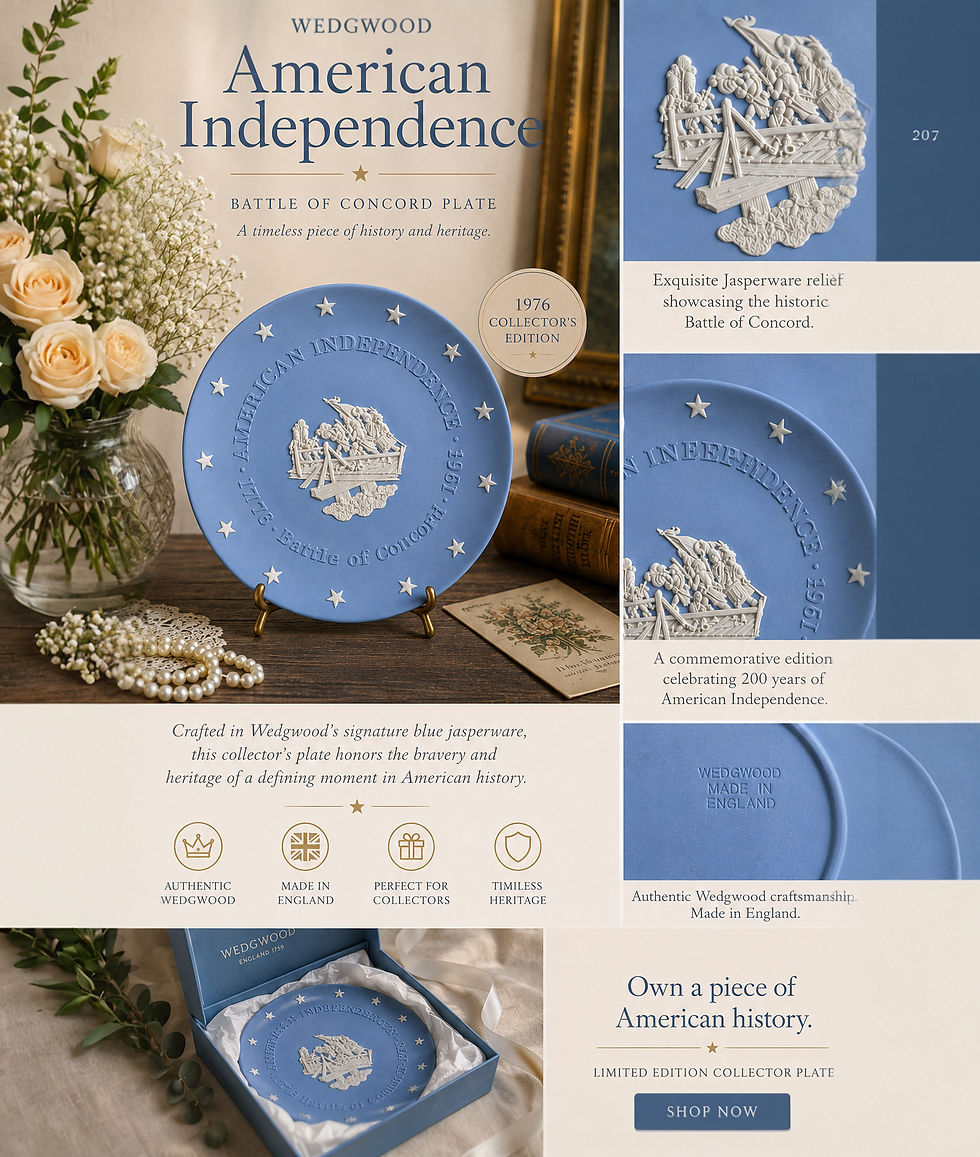 Thumbnail: Wedgwood Battle of Concord Plate American Independence 1776 1976