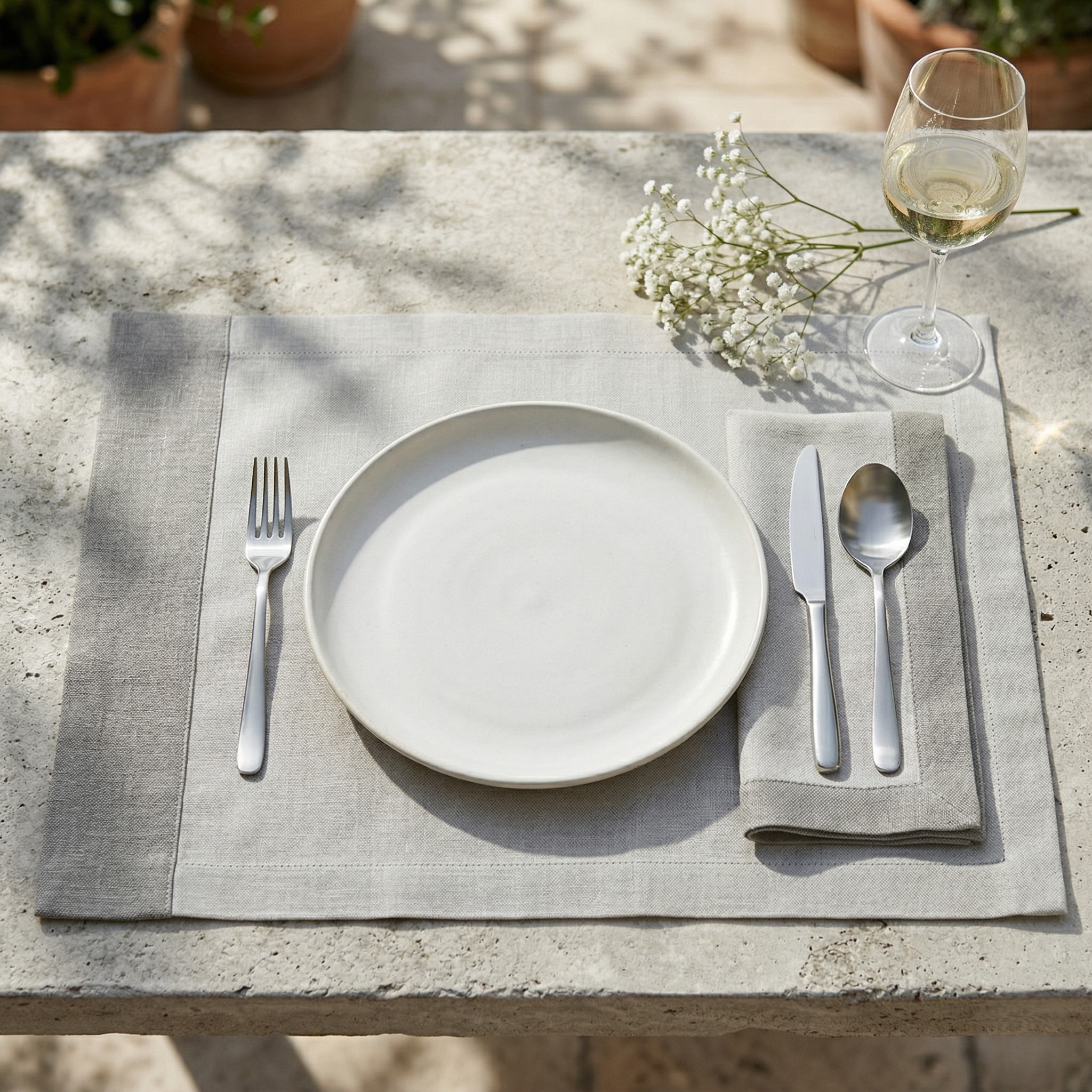 Linen Natural and Beige Placemat and Napkin Set