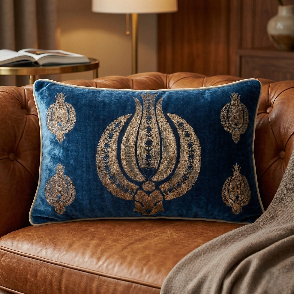Thumbnail: Dark Blue Single Pomegranate Pillow Rectangular