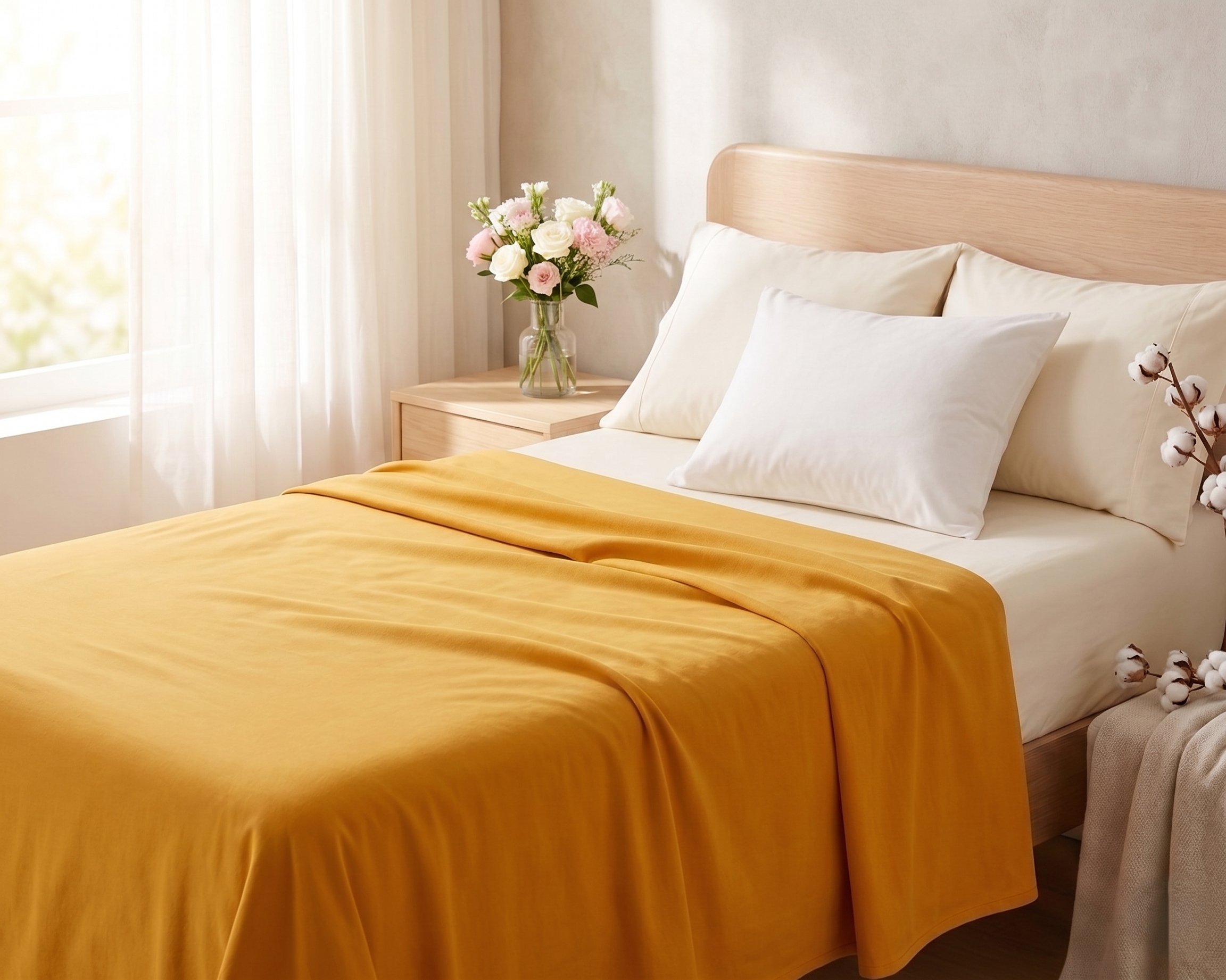 Daily 100% Cotton Queen Sheet Yellow