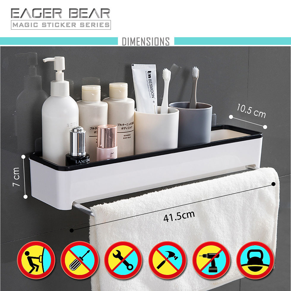 Thumbnail: Eager Bear Magic Sticker Series Self Adhesive Shelf with Hanging Rod