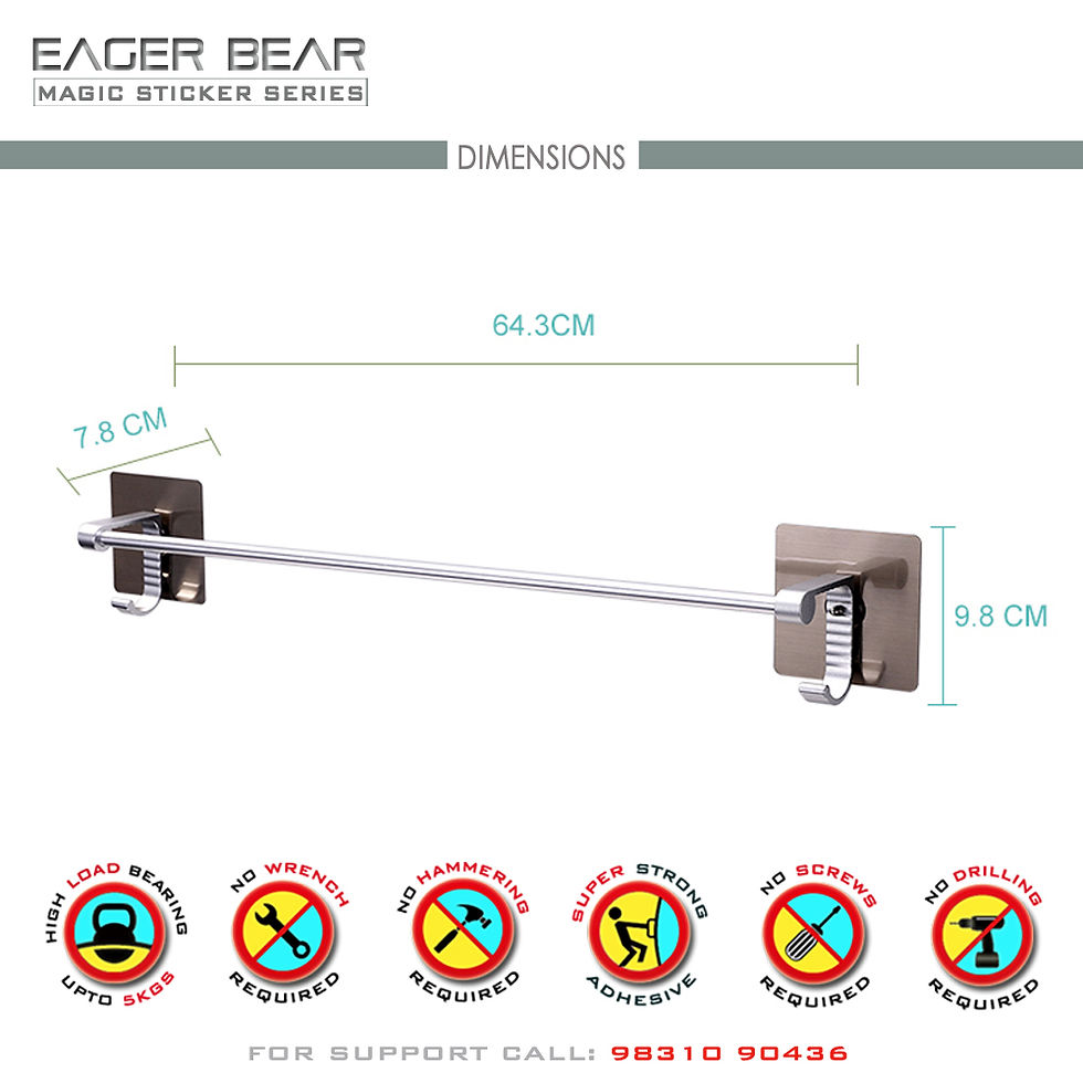 Thumbnail: EAGER BEAR Magic Sticker Series Towel Holder rack Bathroom / Kitchen organizer
