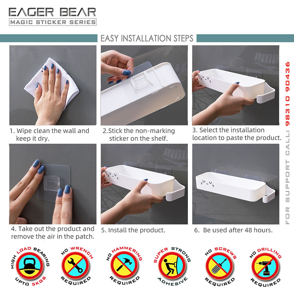 Thumbnail: Eager Bear Magic Sticker Series Self Adhesive Shelf Rack / Bathroom / Kitchen