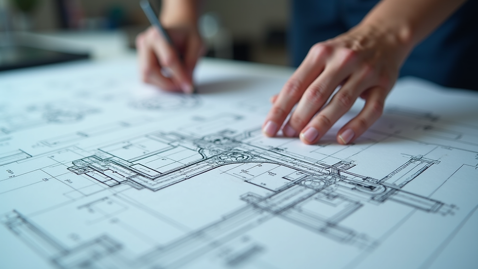 Close-up view of a mechanical engineering project blueprint