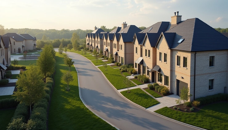 High angle view of a newly built townhouse complex in a GTA suburb